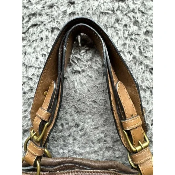 Marni Women's Convertible Leather Turn Lock Crossbody Tote Hobo Bag Brown - Picture 5 of 14